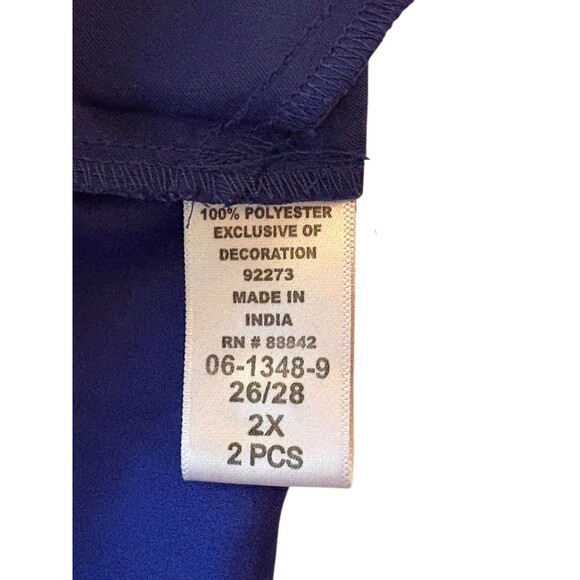 Amoureuse Plus Size Satin Long Peignoir Set Nightgown Robe Royal Blue 26/28 2X - Picture 7 of 7